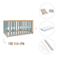 Cuna-cama-escritorio 70x140 cm (3en1) madera/verde · Crea Plus Due C350-M5057