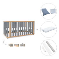 Cuna-cama-escritorio 70x140 cm (3en1) madera/gris · Crea Plus Due C350-M5058