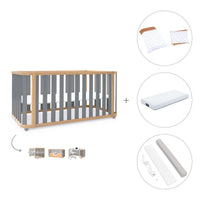 Cuna-cama-escritorio 70x140 cm (3en1) madera/gris · Crea Plus Due C350-M5058