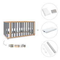 Cuna-cama-escritorio 70x140 cm (3en1) madera/gris · Crea Plus Due C350-M5058