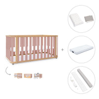 Cuna-cama-escritorio 70x140 cm (3en1) madera/rosa · Crea Plus Due C350-M5059