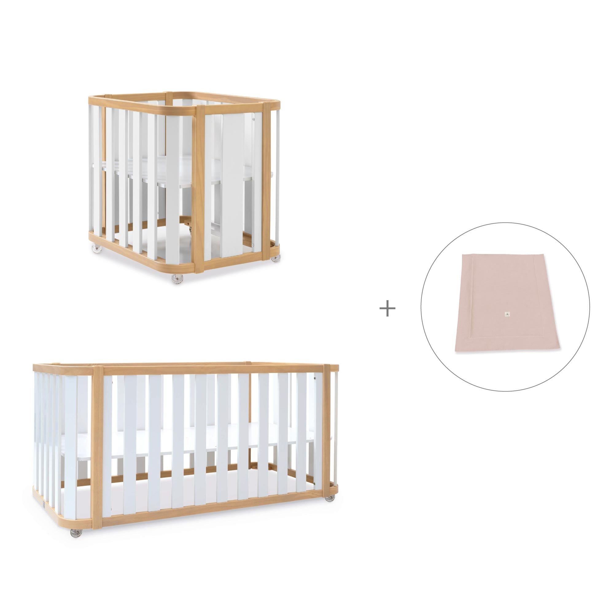 Minicuna-cuna-cama-escritorio (4en1) madera/blanco · Crea Plus Tre C351-M5011