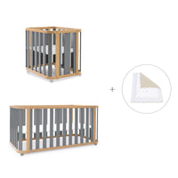 Minicuna-cuna-cama-escritorio (4en1) madera/gris · Crea Plus Tre C351-M5058