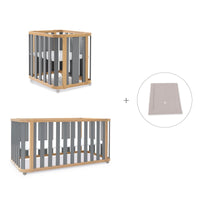 Minicuna-cuna-cama-escritorio (4en1) madera/gris · Crea Plus Tre C351-M5058