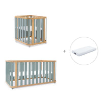 Minicuna-cuna-cama-escritorio (4en1) madera/verde · Crea Plus Tre C351-M5057