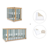 Minicuna-cuna-cama-escritorio (4en1) madera/verde · Crea Plus Tre C351-M5057