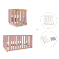 Minicuna-cuna-cama-escritorio (4en1) madera/rosa · Crea Plus Tre C351-M5059
