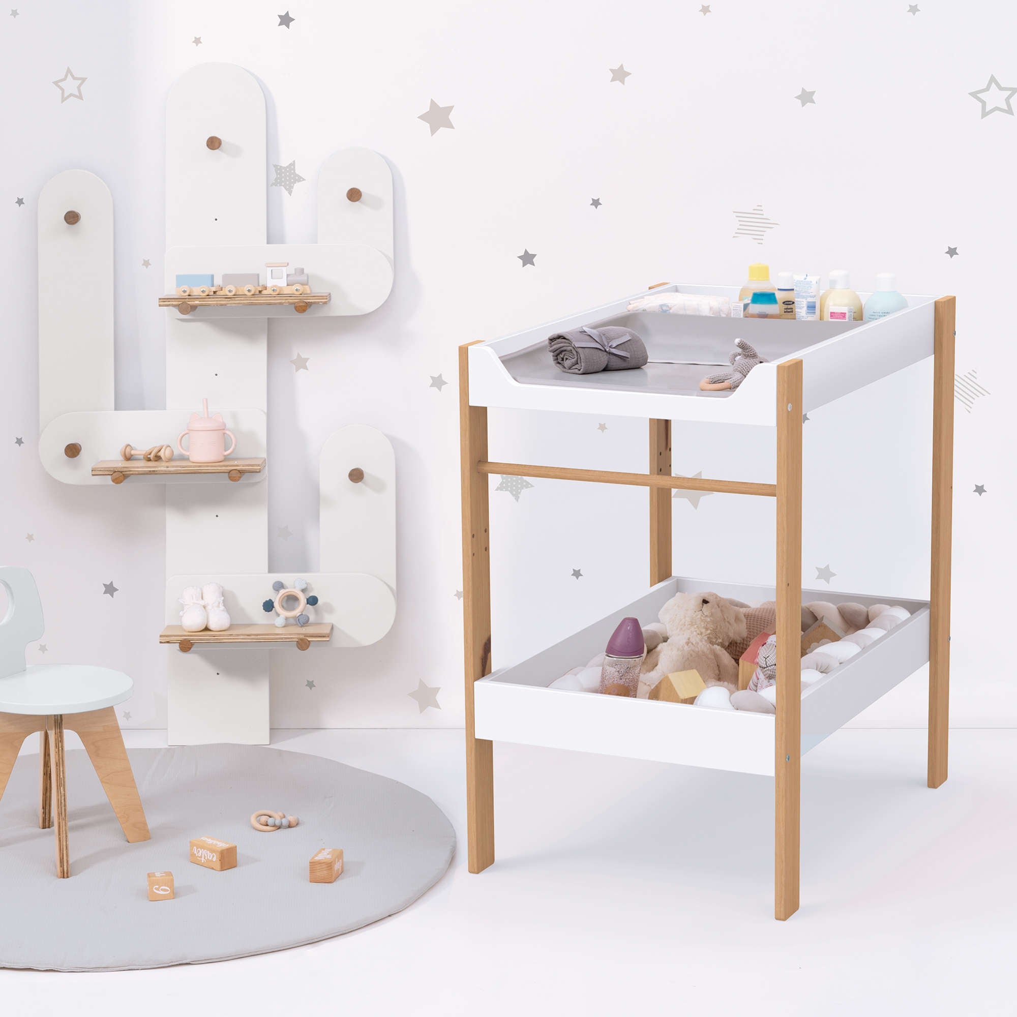 Mueble cambiador 50x80 cm con estantes · Tiboo D120