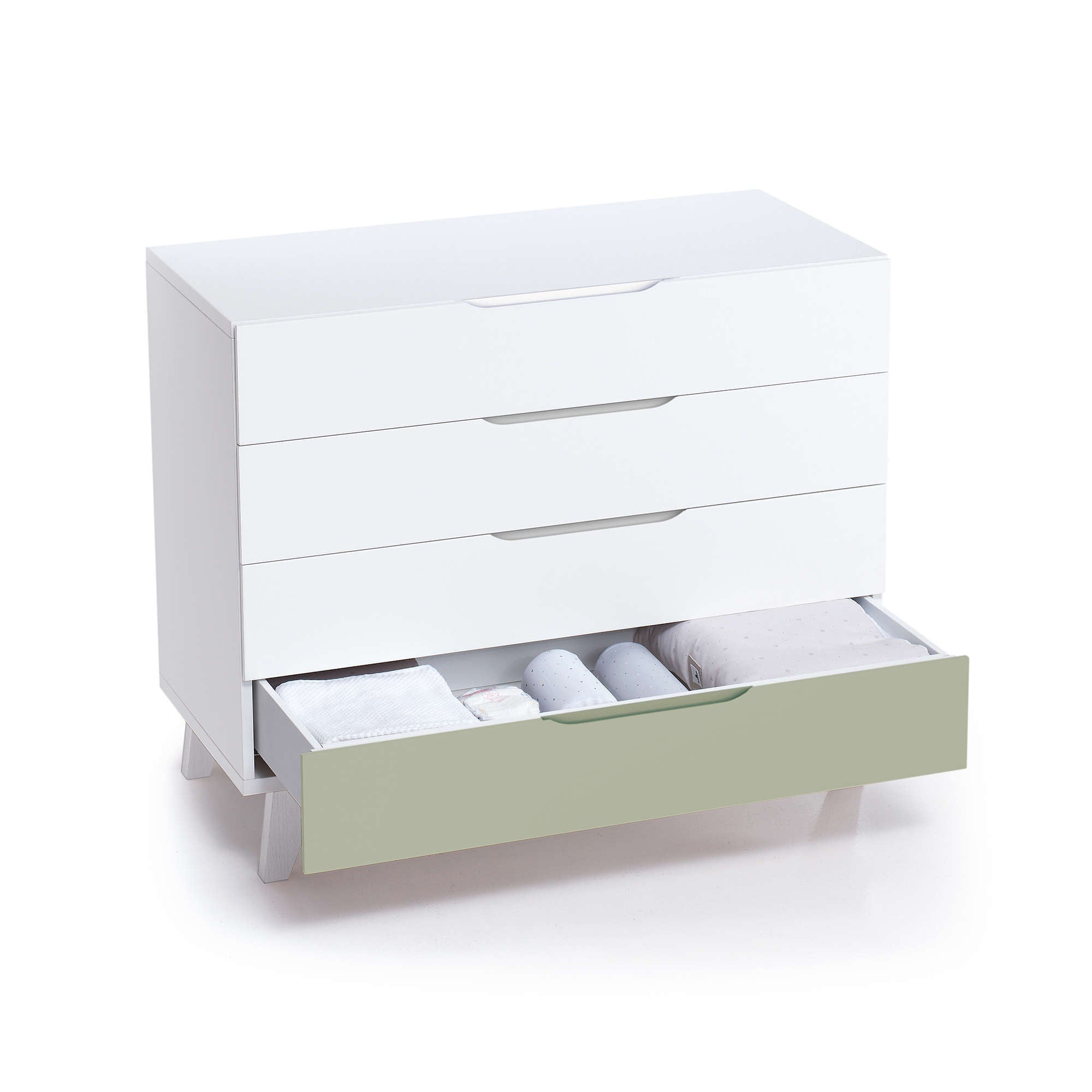 Dormitorio infantil grande en blanco y verde-oliva · Style Plus+ Erba