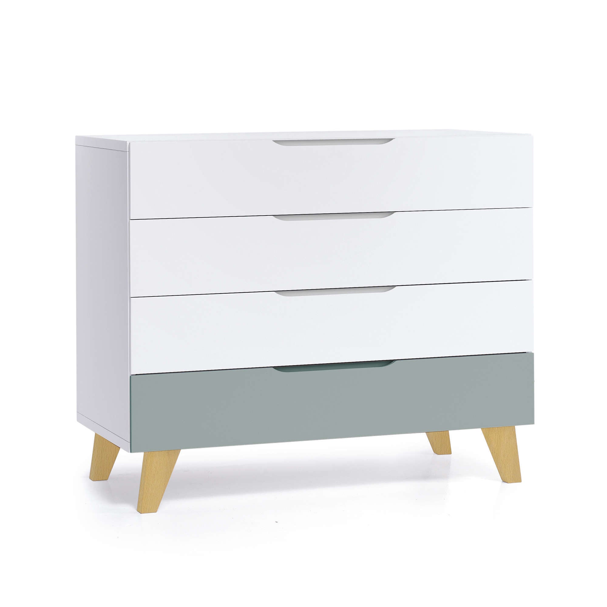 Cómoda bebé (4 cajones) con patas de madera · Nomad D247R