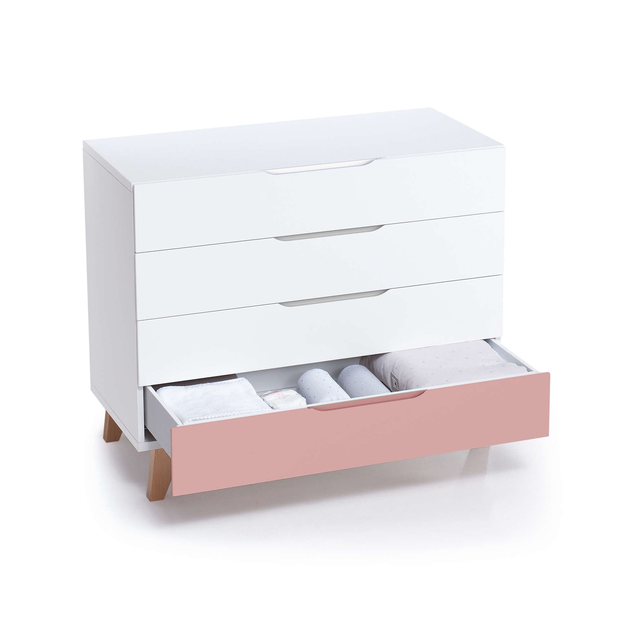 Dormitorio infantil grande en blanco, madera y rosa · Lifestyle Plus+ Quarzo