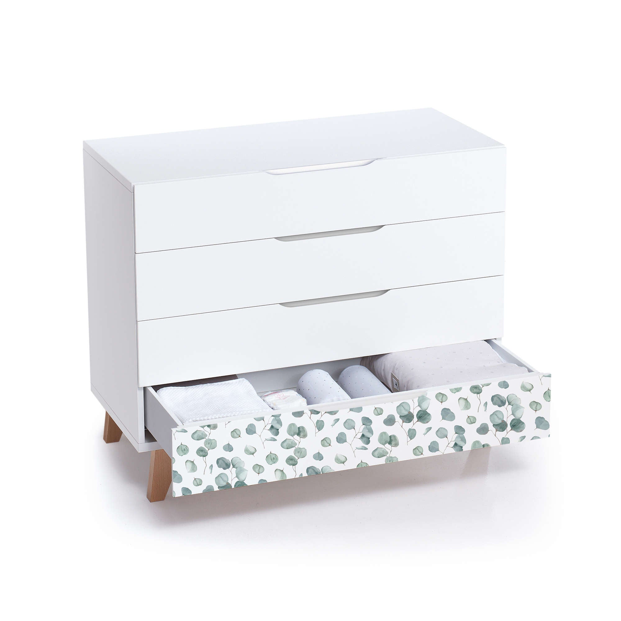 Set de cuna y cómoda infantil hojas eucalipto para niños · Lifestyle Musgo