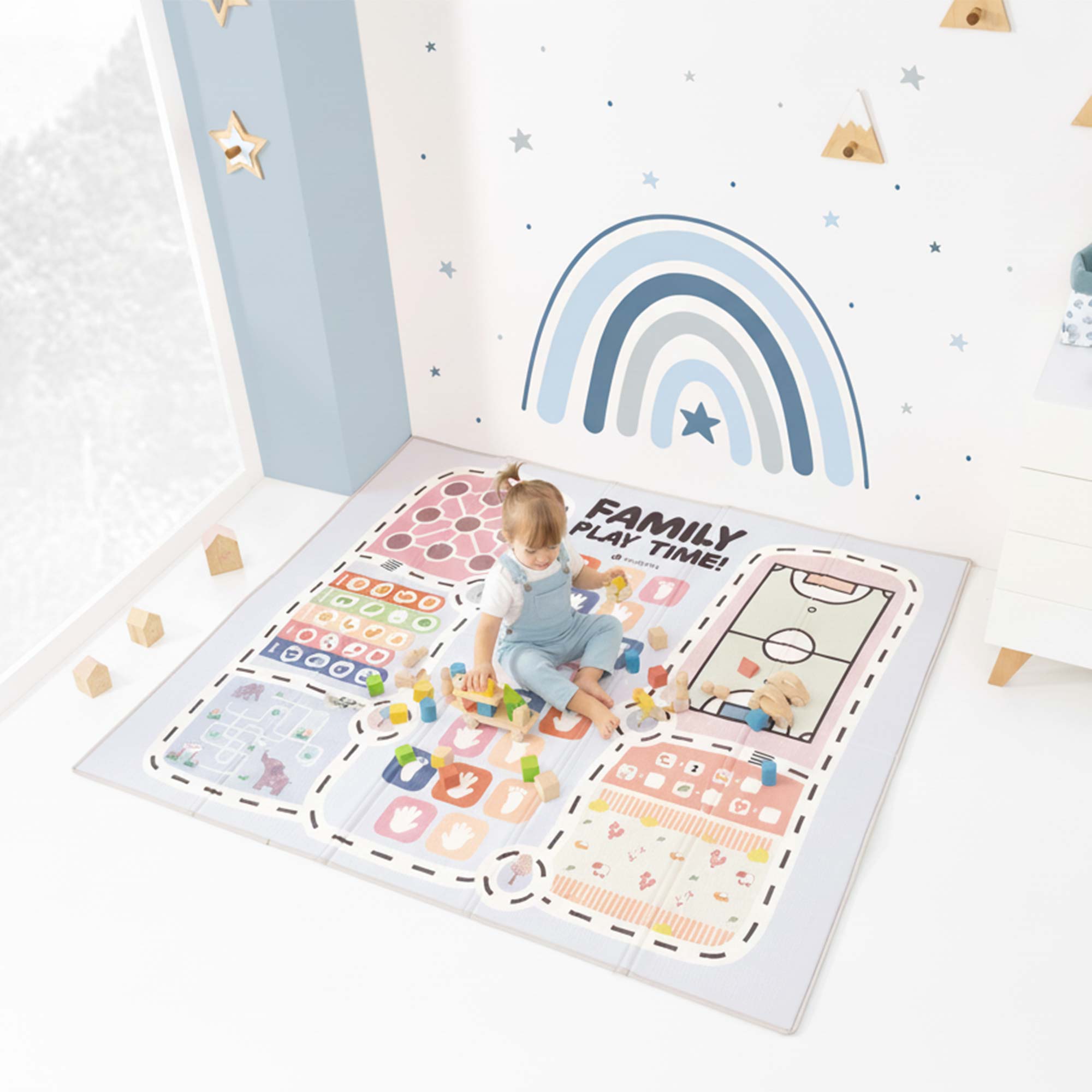 Alfombra de juegos infantil plegable (2 caras) 200x180 cm · Musgo FP118