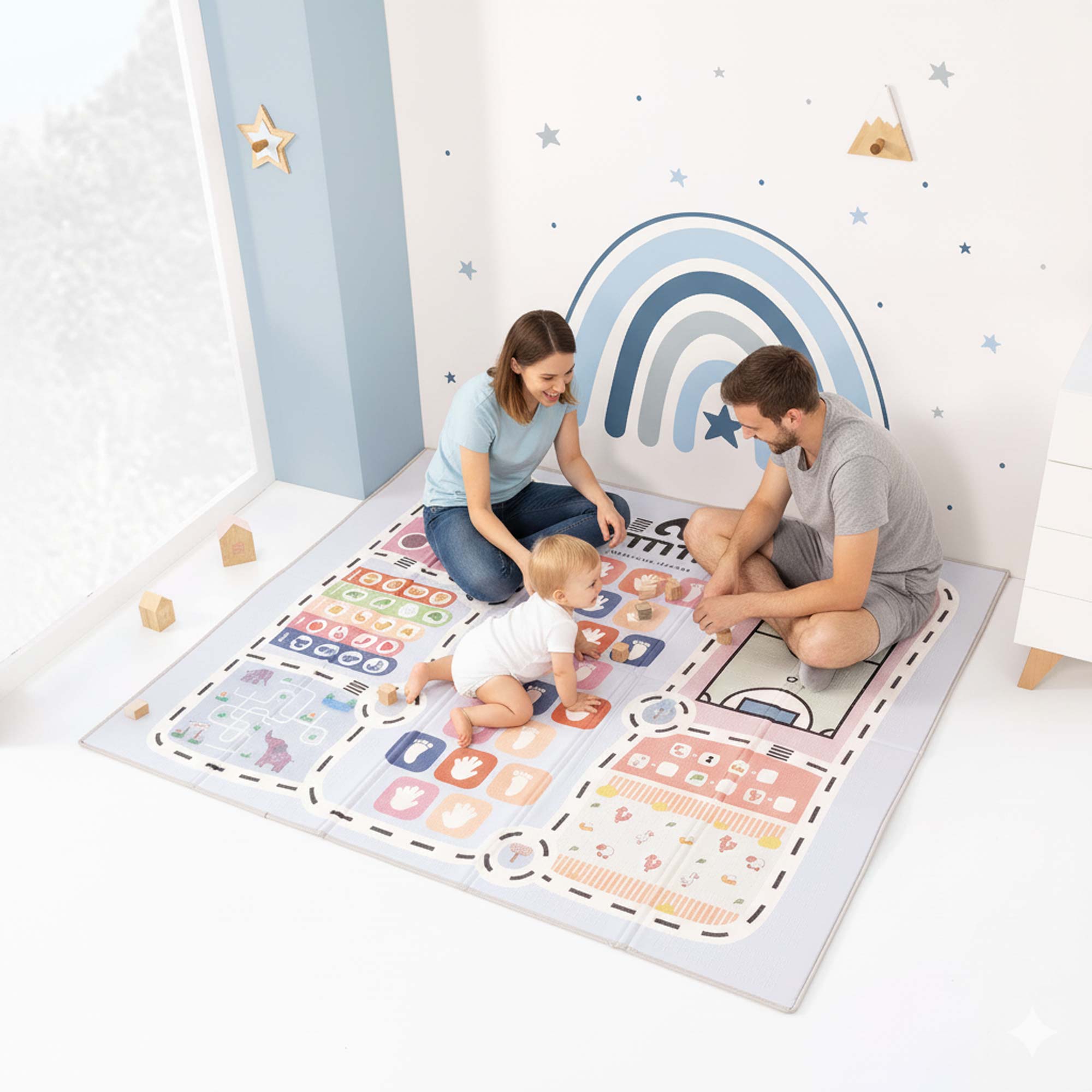 Alfombra de juegos infantil plegable (2 caras) 200x180 cm · Musgo FP118