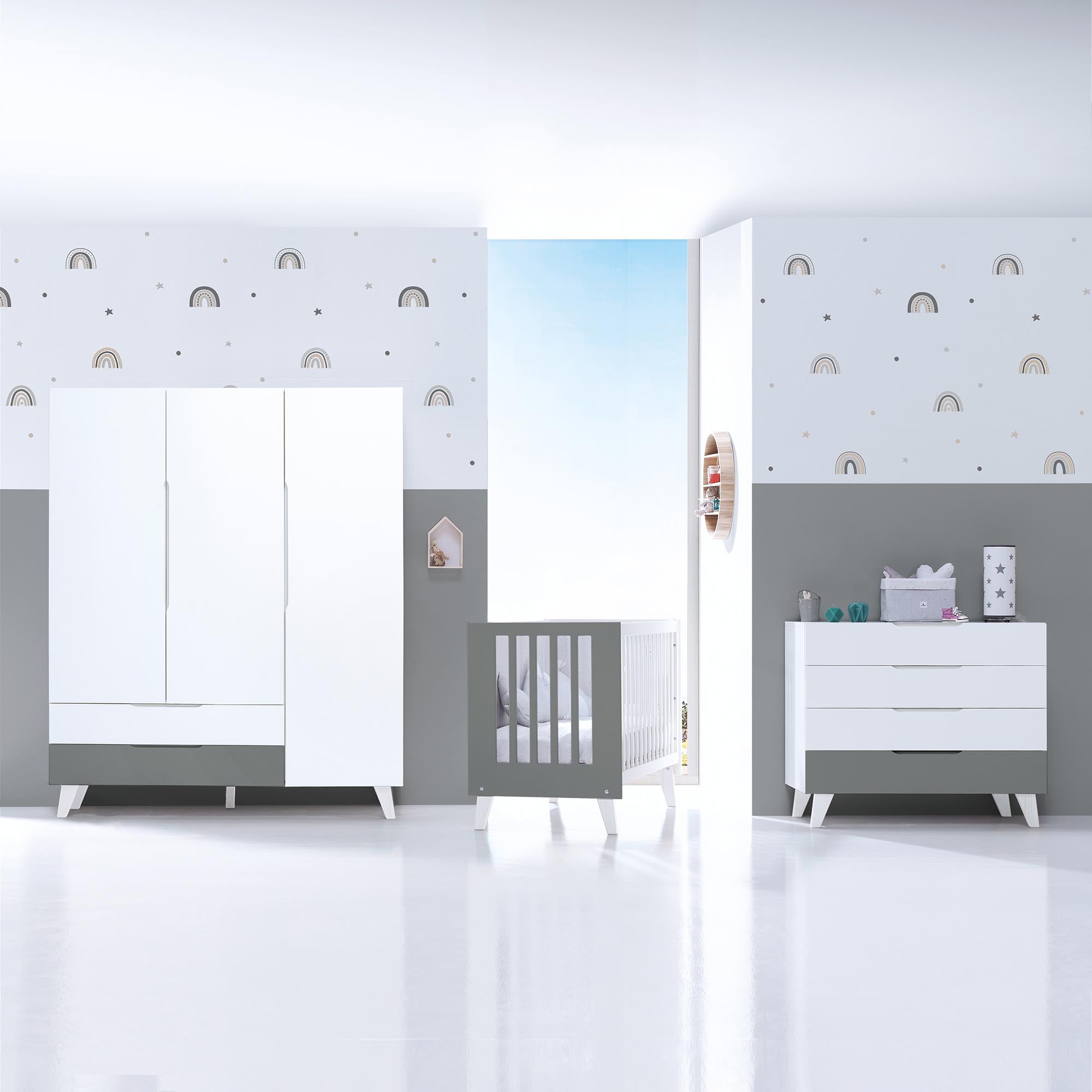 Dormitorio infantil grande en blanco/antracita · Style Plus+ Antracita