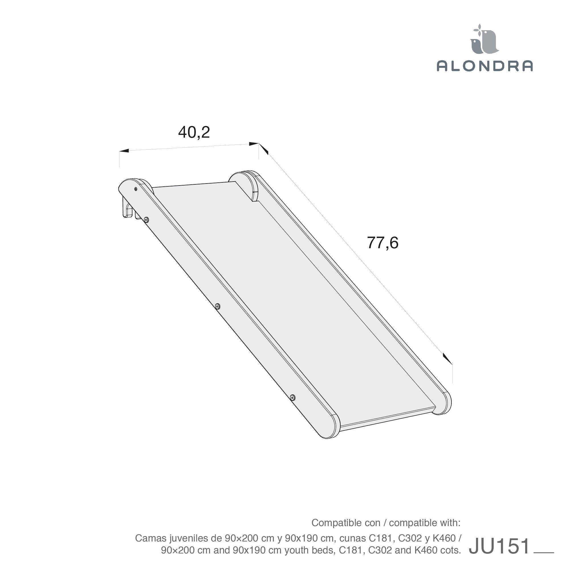 Tobogán para camas, cunas y cuna convertible K460 · Park JU151