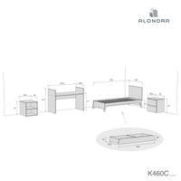 Medidas cuna convertible 70x140 cm desmotada ZEN de Alondra K460C con cajones