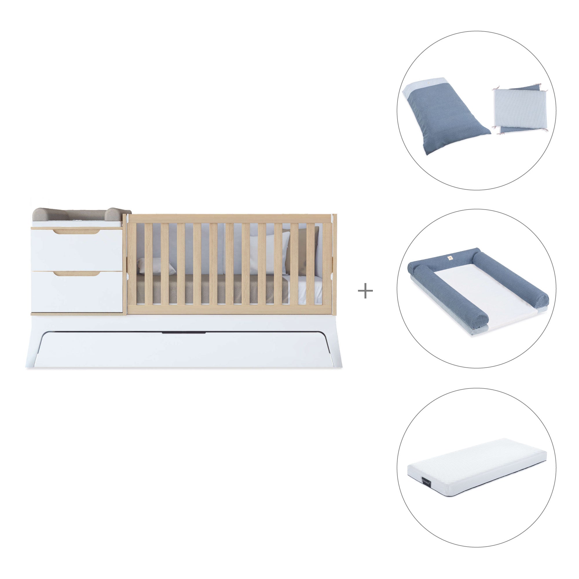 Cuna convertible blanco/madera 70x140 cm · Zen K460-M8411