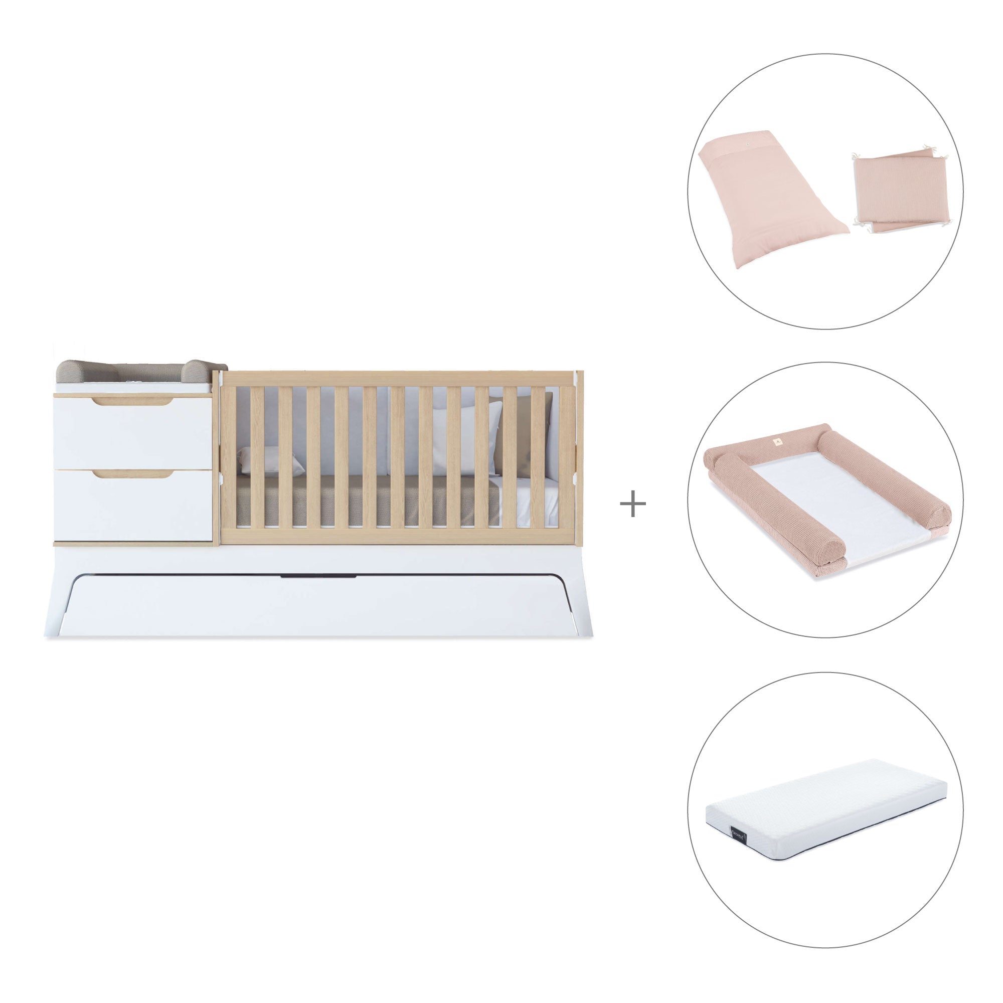 Cuna convertible blanco/madera 70x140 cm · Zen K460-M8411