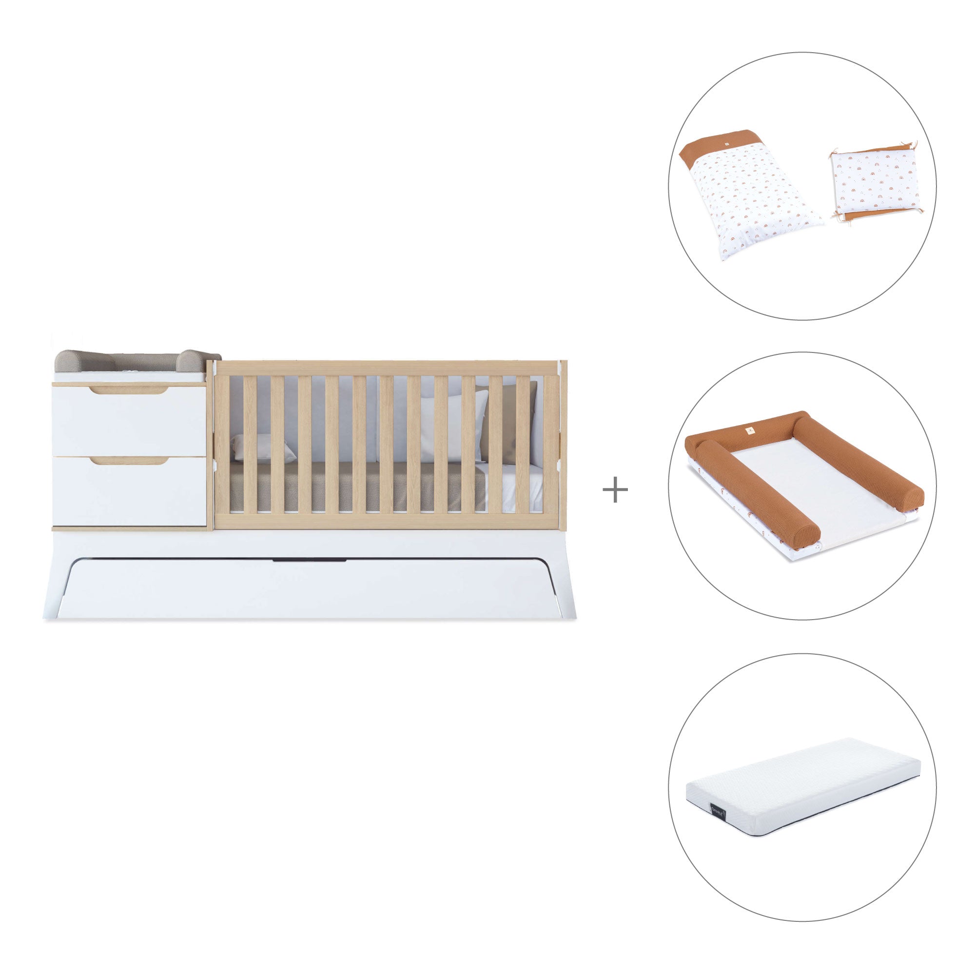 Cuna convertible blanco/madera 70x140 cm · Zen K460-M8411
