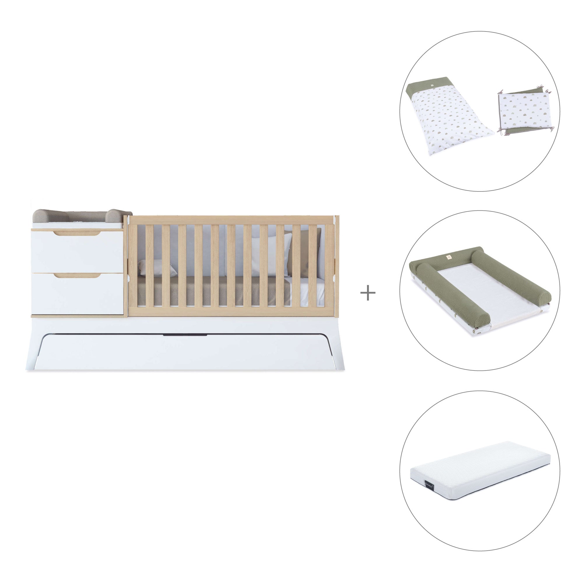 Cuna convertible blanco/madera 70x140 cm · Zen K460-M8411