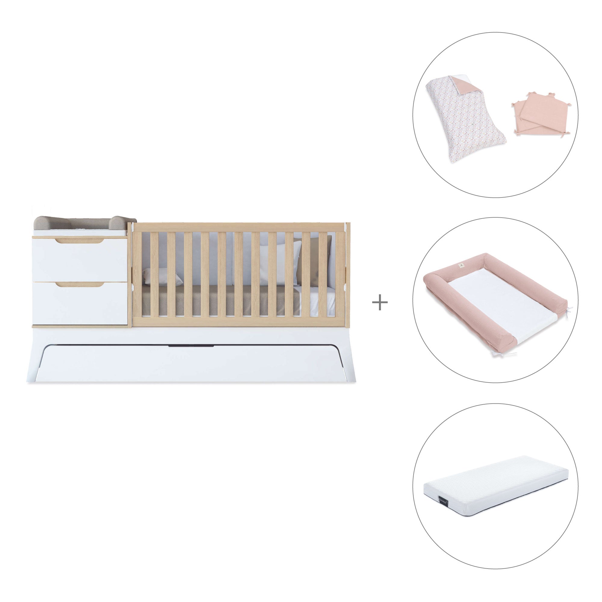 Cuna convertible blanco/madera 70x140 cm · Zen K460-M8411