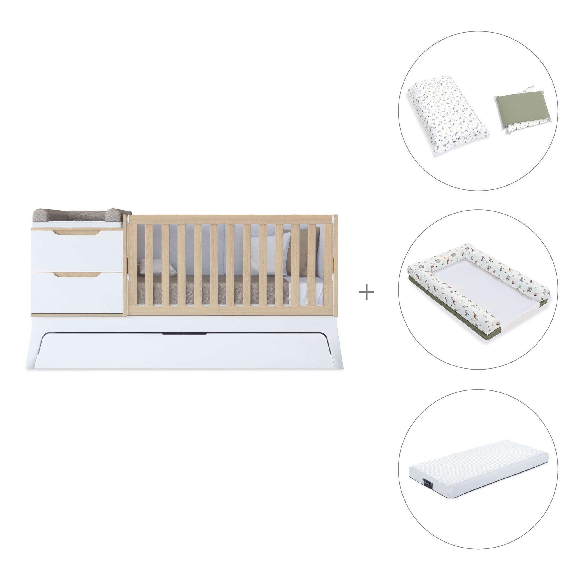 Cuna convertible blanco/madera 70x140 cm · Zen K460-M8411