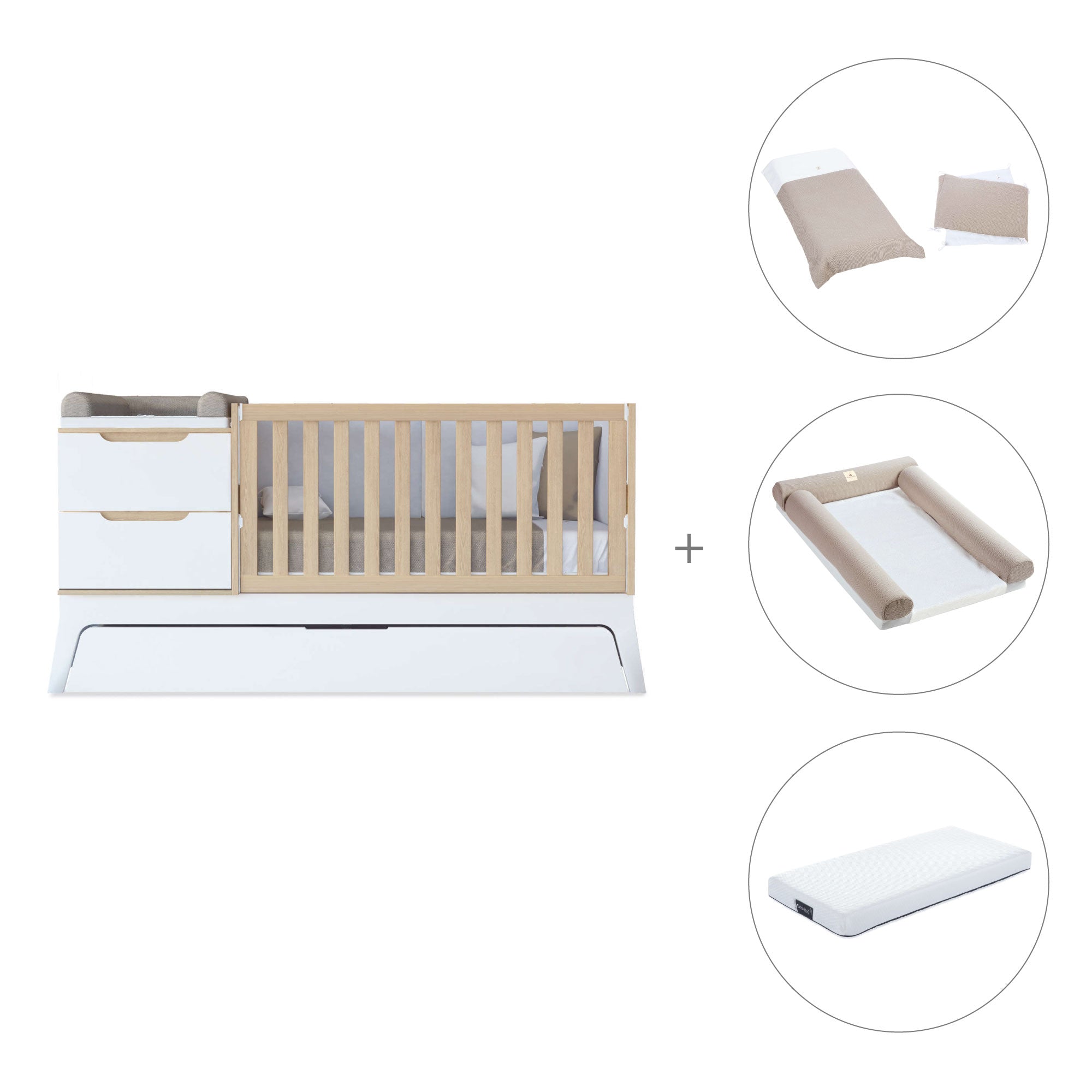 Cuna convertible blanco/madera 70x140 cm · Zen K460-M8411