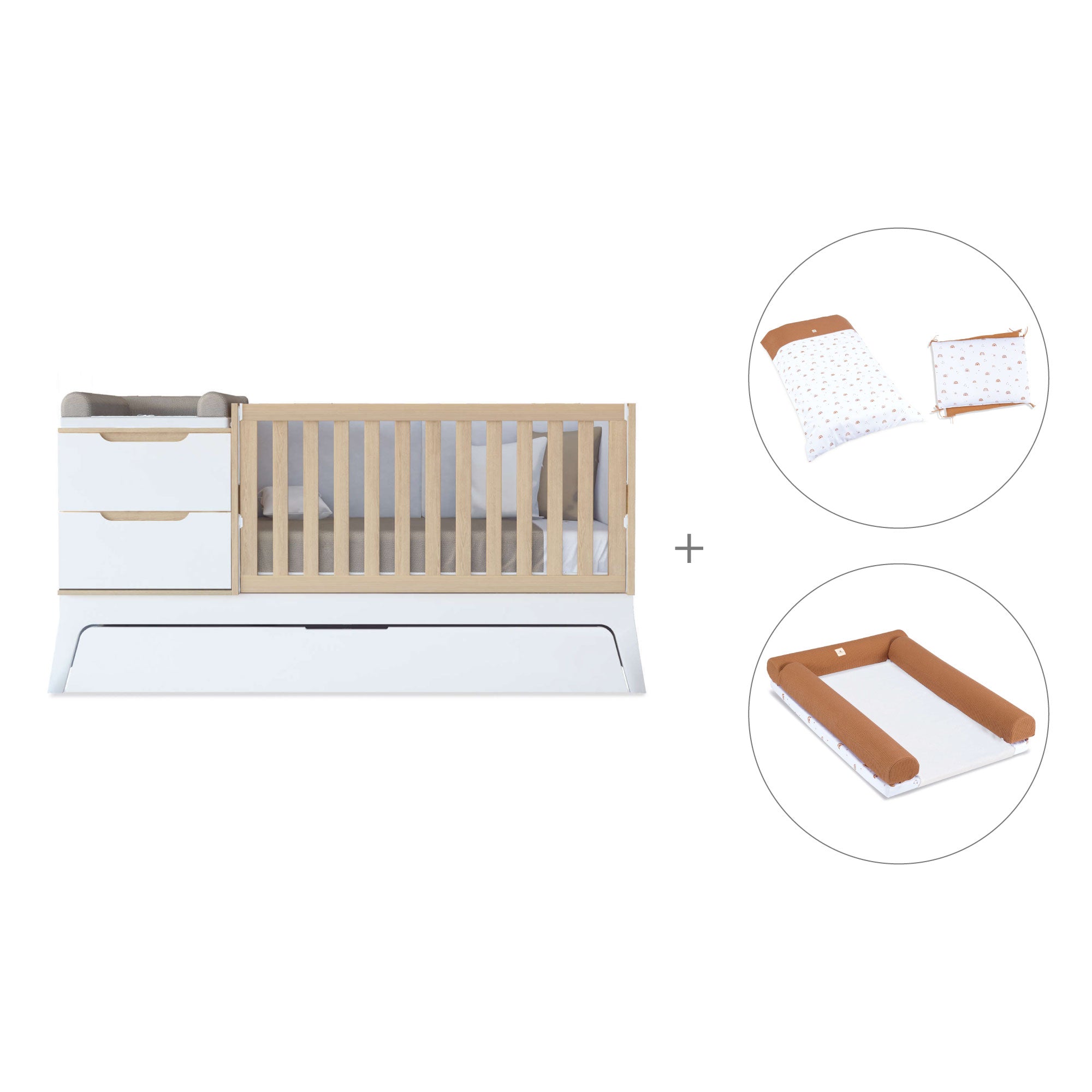 Cuna convertible blanco/madera 70x140 cm · Zen K460-M8411