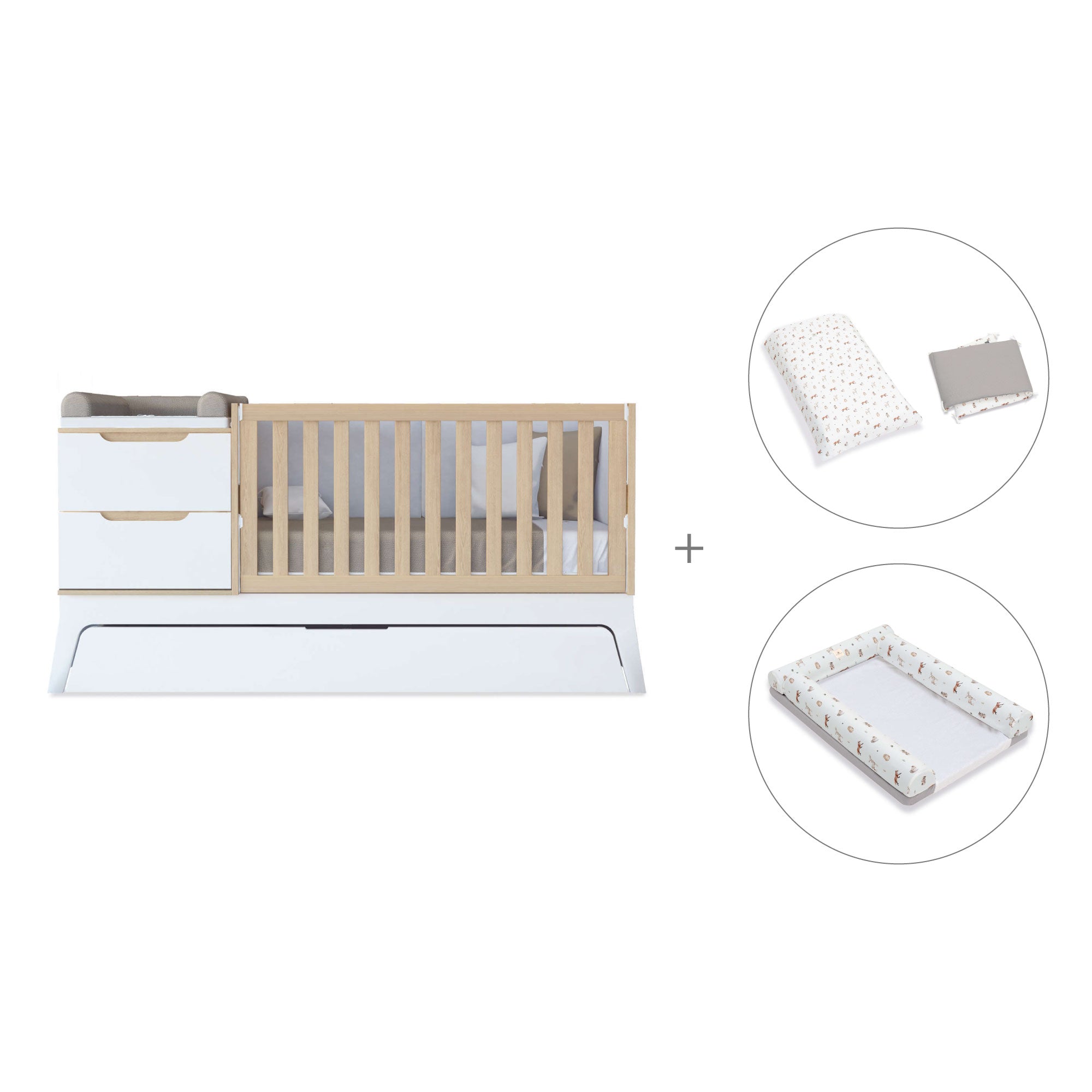 Cuna convertible blanco/madera 70x140 cm · Zen K460-M8411