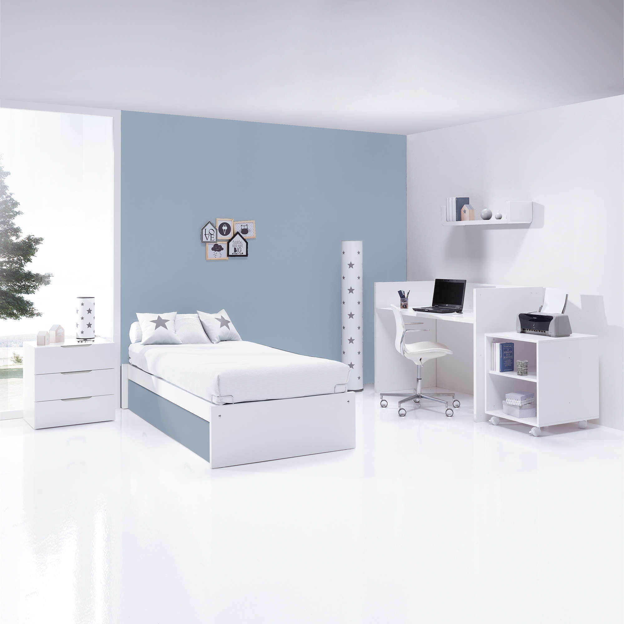 Cuna convertible 70x140 cm blanca/azul · Sero More Blu Denim K546-M7741