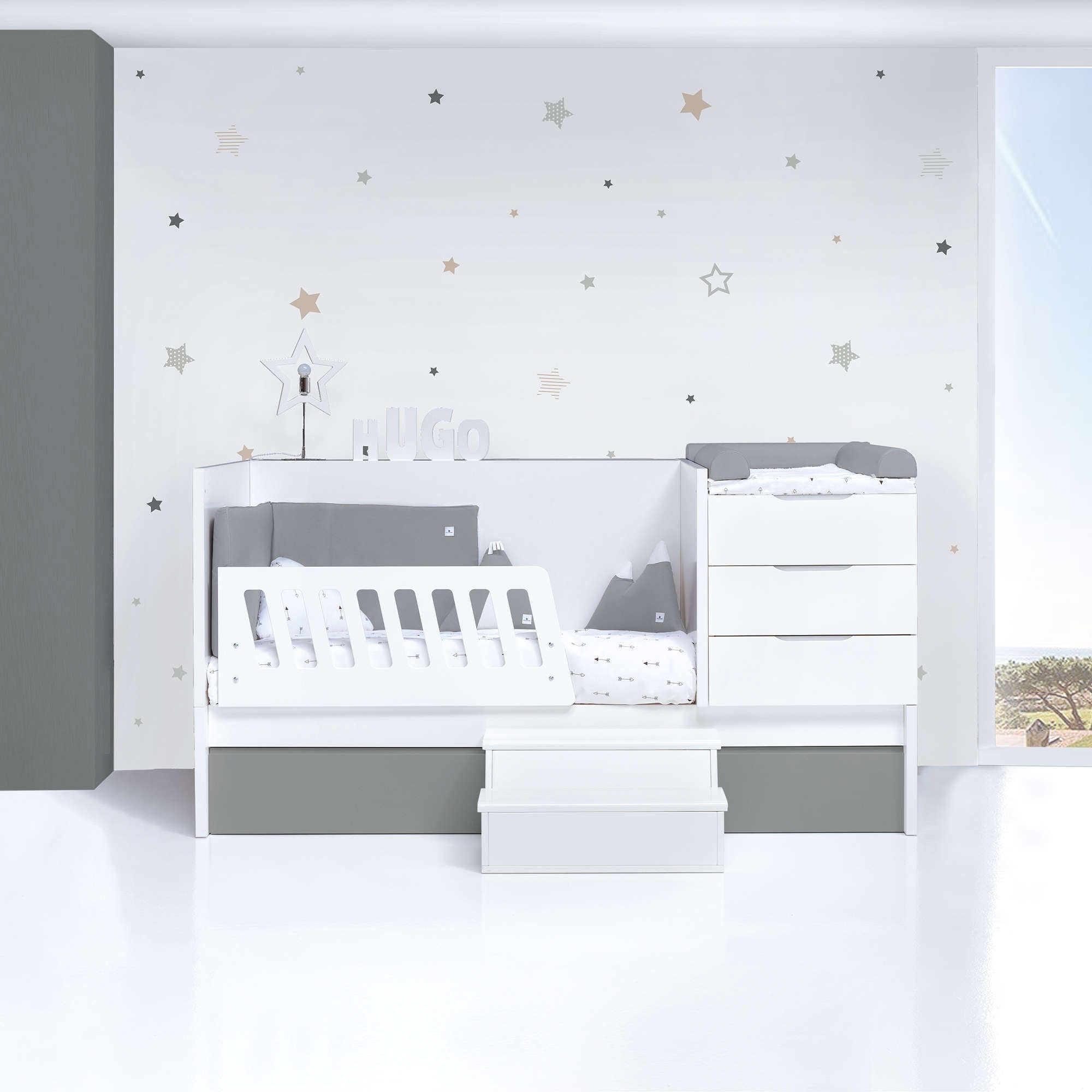 Cuna convertible 70x140 cm blanca/antracita · Sero More Antracita K546-M7758