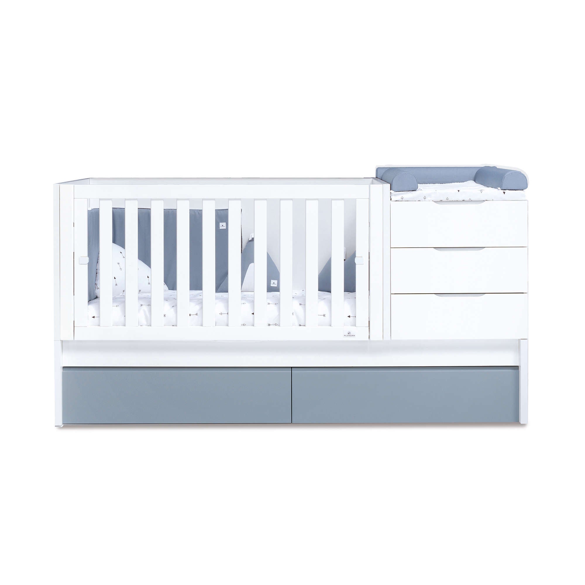 Cuna convertible 70x140 cm blanca/azul · Sero More Blu Denim K546-M7741