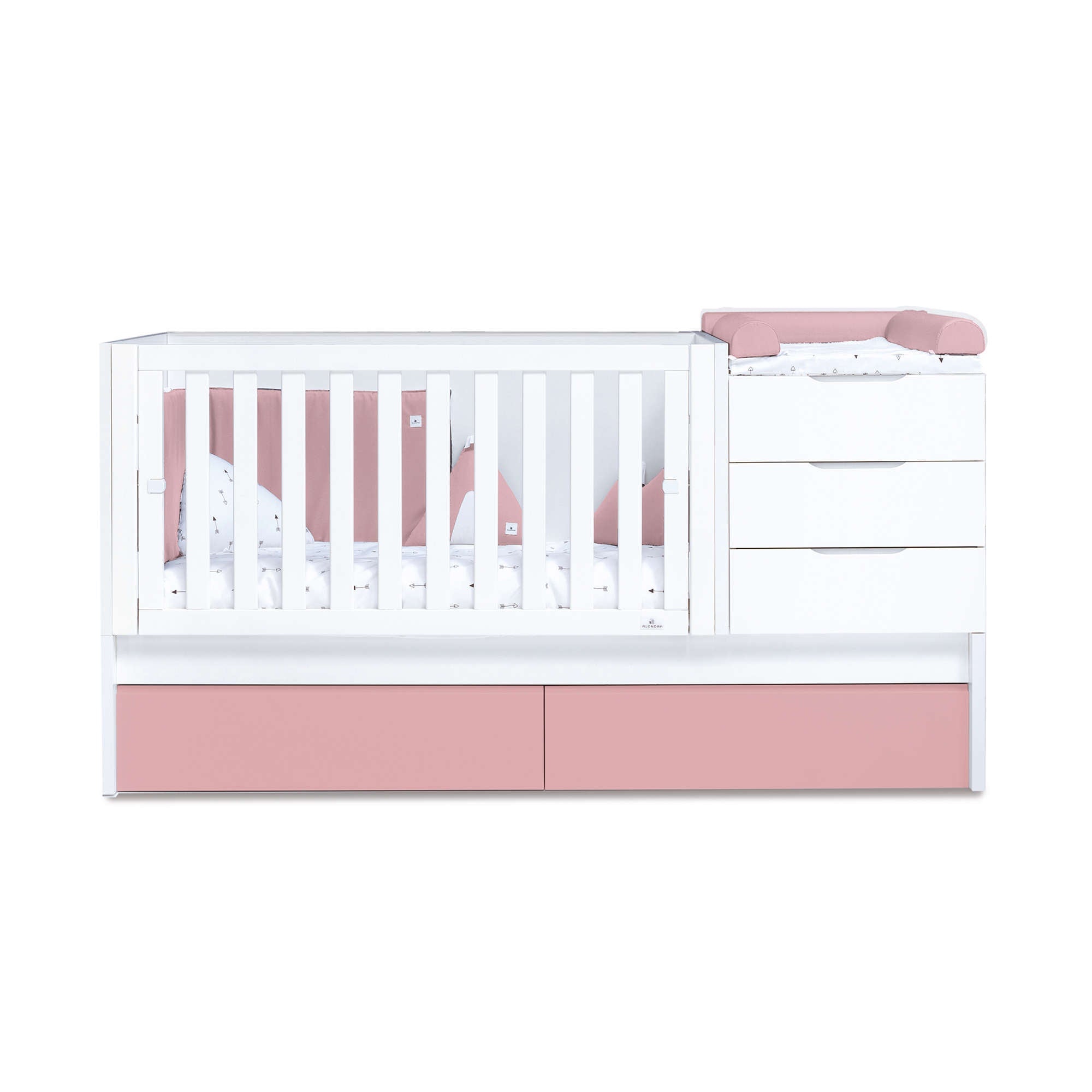 Cuna convertible 70x140 cm blanca/rosa · Sero More Quarzo K546-M7759