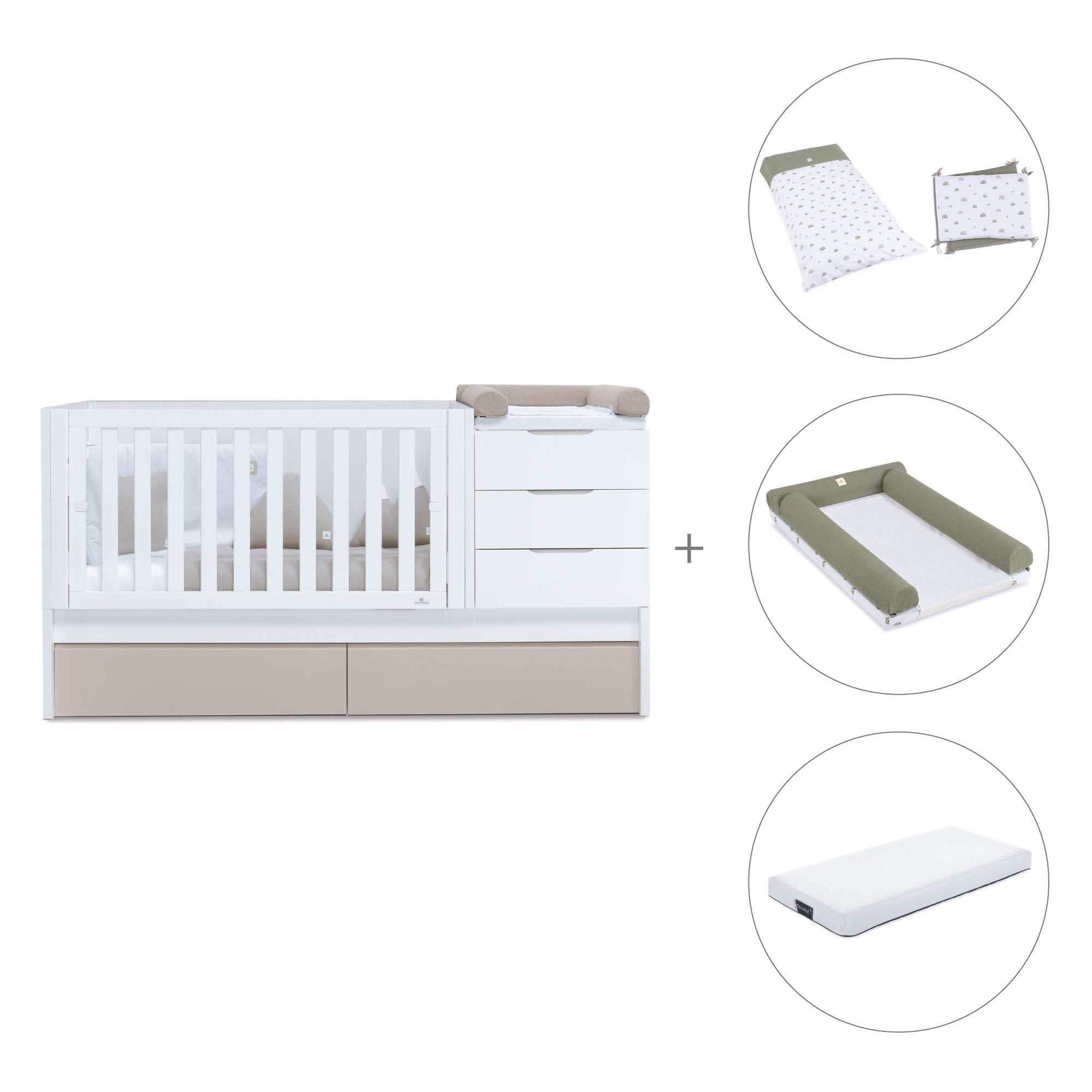 Cuna convertible 70x140 cm blanca/beige · Sero More K546-M7753