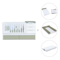 Cuna convertible 70x140 cm blanca/verde-oliva · Sero More K546-M7756