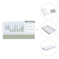 Cuna convertible 70x140 cm blanca/verde-oliva · Sero More K546-M7756