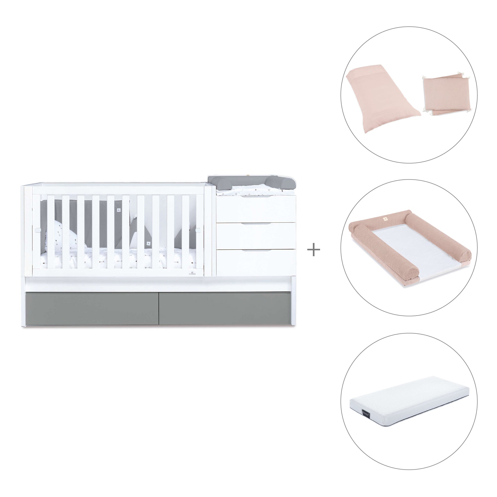 Cuna convertible 70x140 cm blanca/antracita · Sero More Antracita K546-M7758