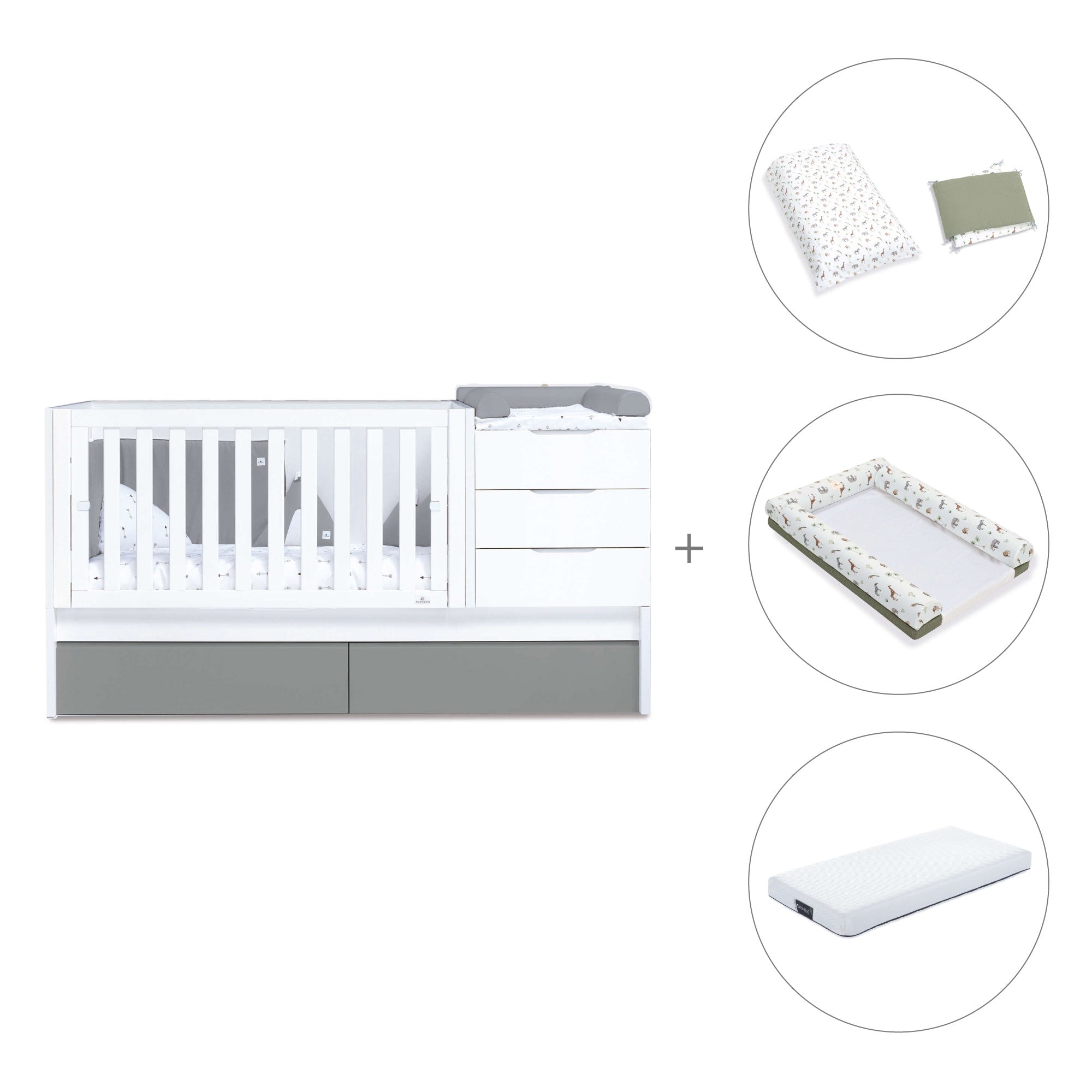 Cuna convertible 70x140 cm blanca/antracita · Sero More Antracita K546-M7758