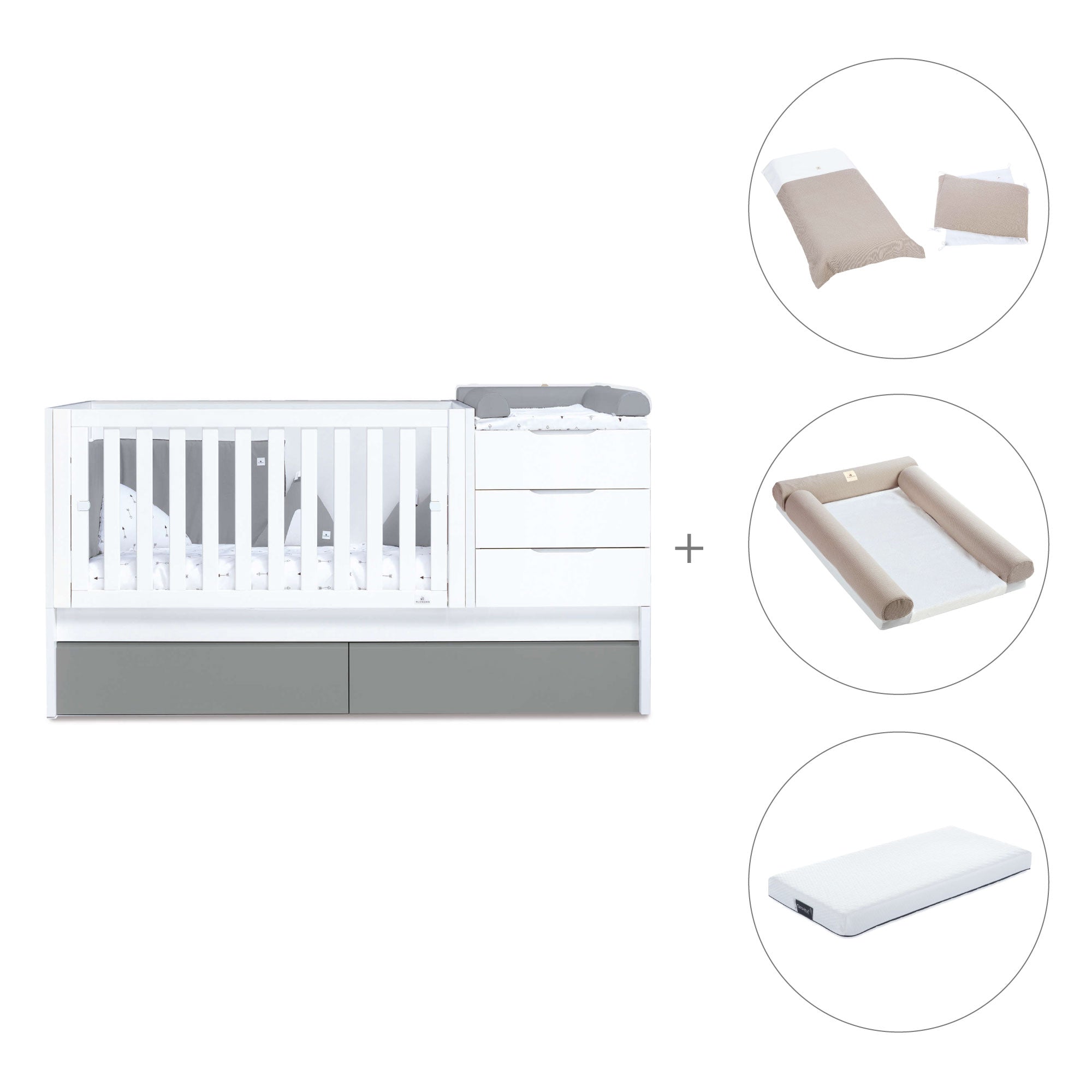 Cuna convertible 70x140 cm blanca/antracita · Sero More Antracita K546-M7758