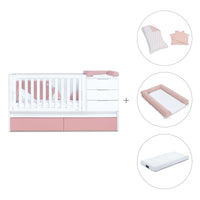 Cuna convertible 70x140 cm blanca/rosa · Sero More Quarzo K546-M7759