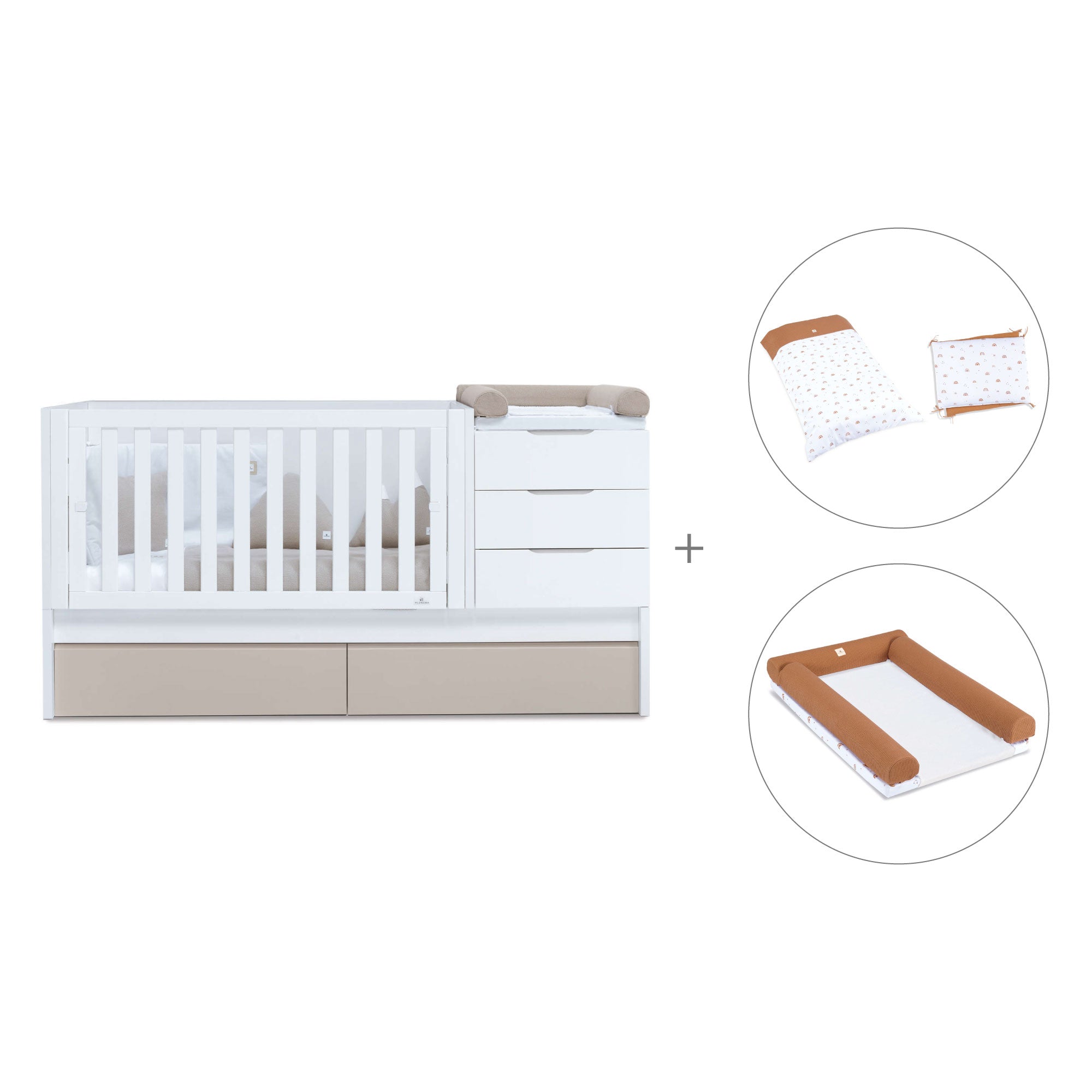Cuna convertible 70x140 cm blanca/beige · Sero More K546-M7753
