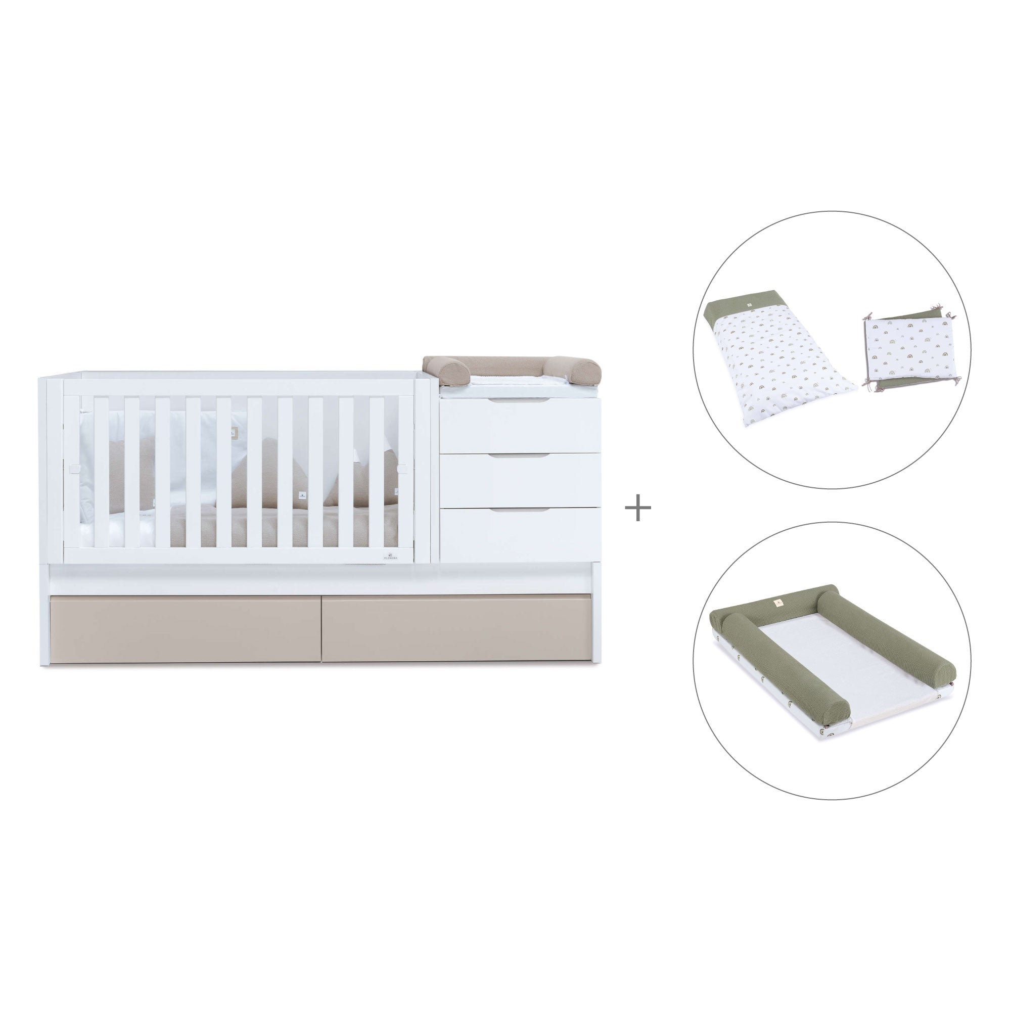 Cuna convertible 70x140 cm blanca/beige · Sero More K546-M7753