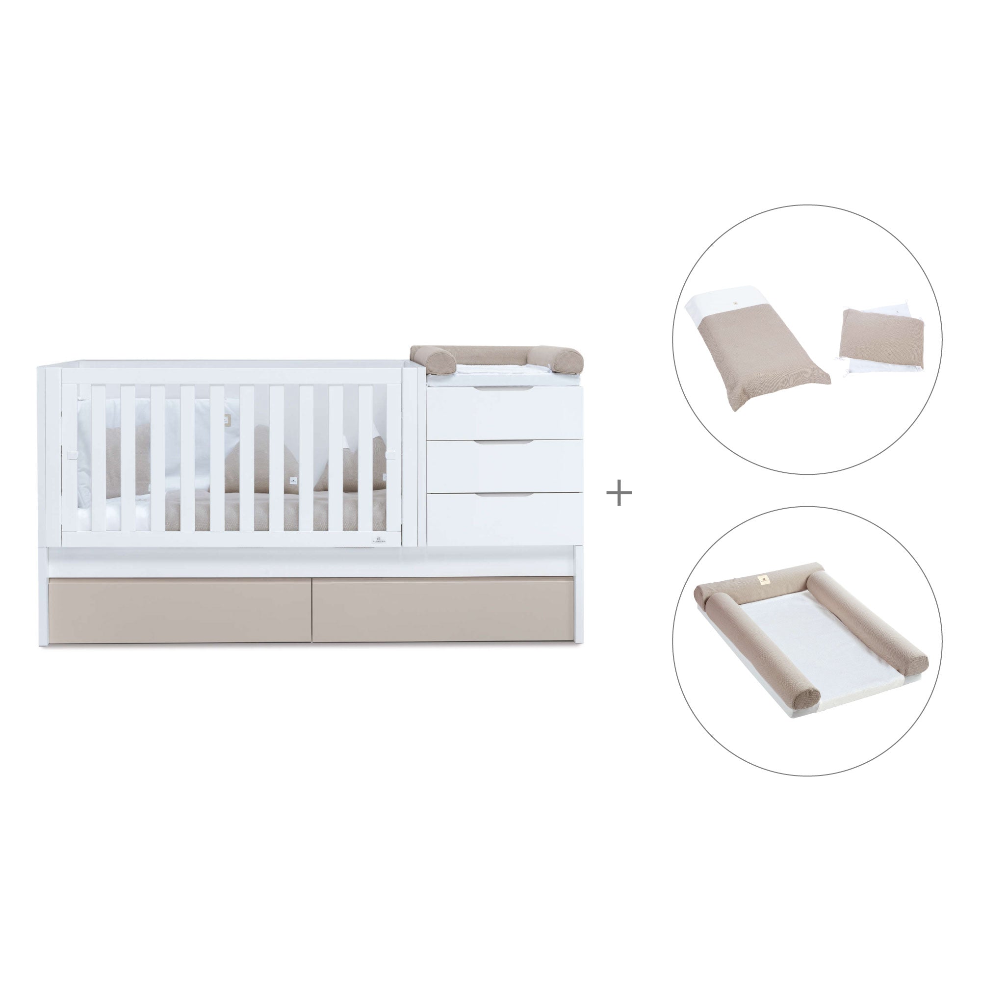 Cuna convertible 70x140 cm blanca/beige · Sero More K546-M7753