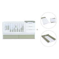 Cuna convertible 70x140 cm blanca/verde-oliva · Sero More K546-M7756