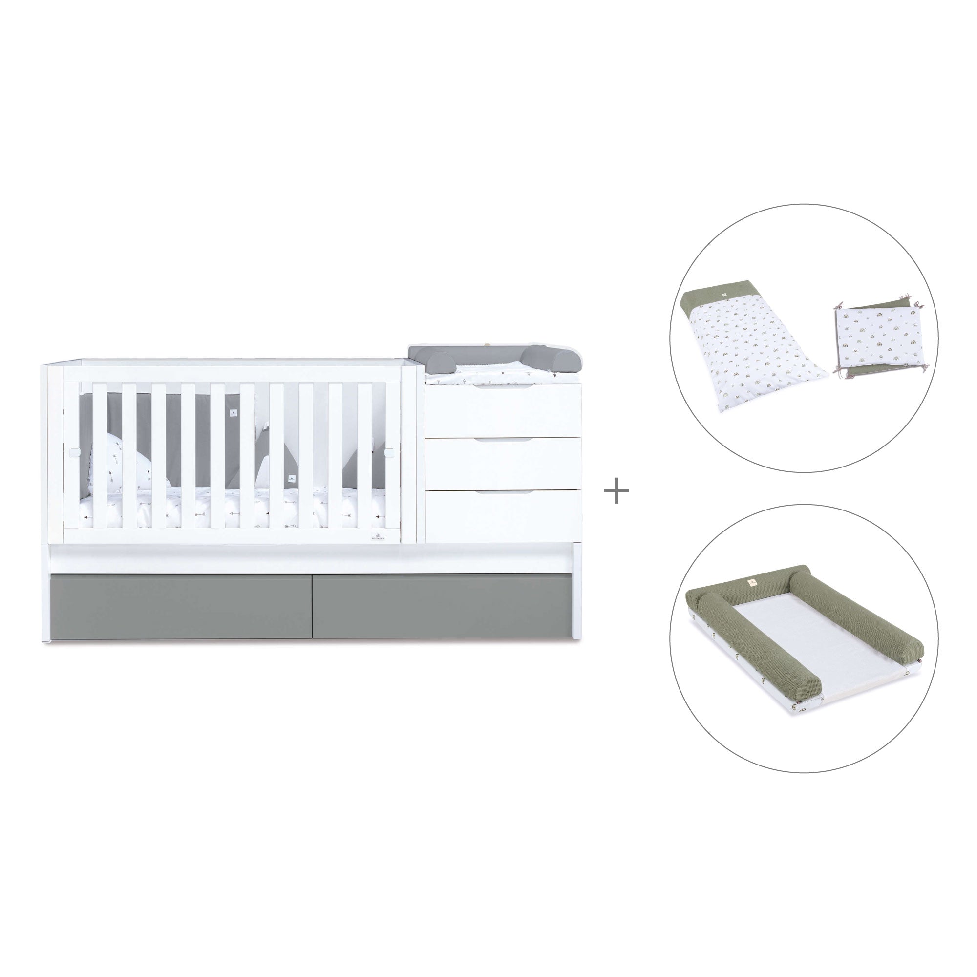 Cuna convertible 70x140 cm blanca/antracita · Sero More Antracita K546-M7758