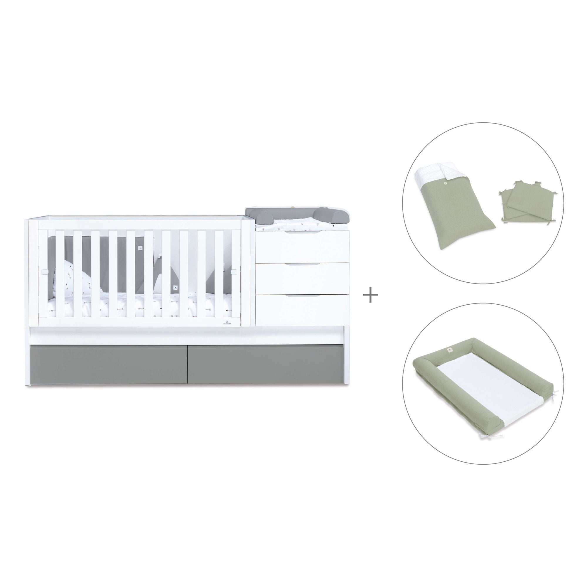 Cuna convertible 70x140 cm blanca/antracita · Sero More Antracita K546-M7758