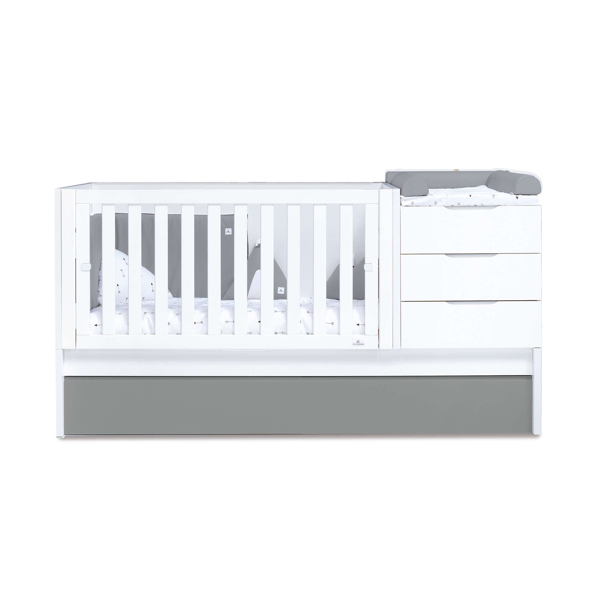 Cuna convertible 70x140 cm blanca/antracita · Sero More Antracita K546-M7758