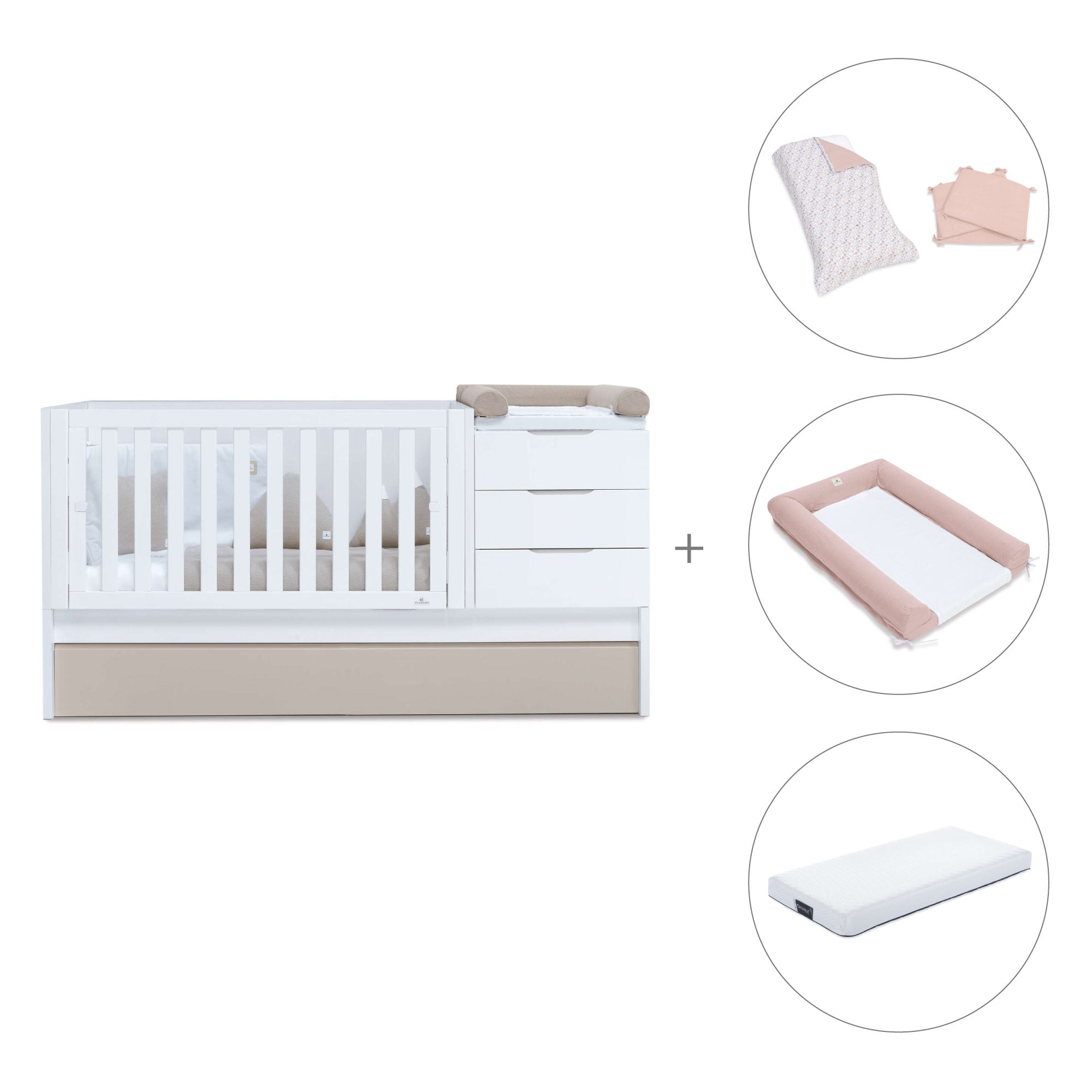 Cuna convertible 70x140 cm blanca/beige · Sero More K546-M7753