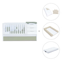 Cuna convertible 70x140 cm blanca/verde-oliva · Sero More K546-M7756